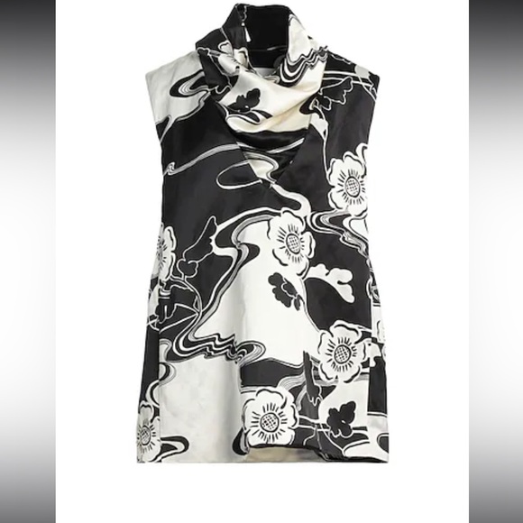 Vintage "Jil Sander"-esque cowl neck 70s Stunning black and white tank - Picture 7 of 7